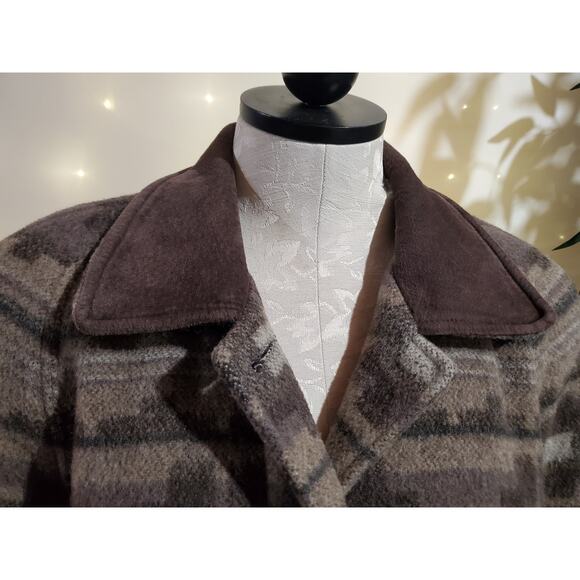 L.L. Bean Vintage Aztec Southwestern Wool Leather Blanket Jacket Womens Size L - Picture 6 of 12